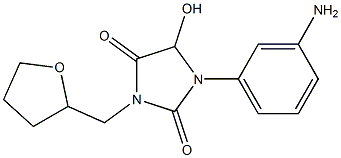 1-(3-aminophenyl)-5-hydroxy-3-(oxolan-2-ylmethyl)imidazolidine-2,4-dione Struktur