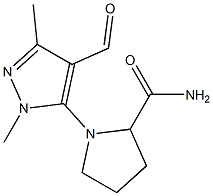 1-(4-formyl-1,3-dimethyl-1H-pyrazol-5-yl)pyrrolidine-2-carboxamide Struktur