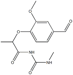 1-[2-(4-formyl-2-methoxyphenoxy)propanoyl]-3-methylurea Struktur