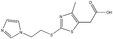 2-(2-{[2-(1H-imidazol-1-yl)ethyl]sulfanyl}-4-methyl-1,3-thiazol-5-yl)acetic acid Struktur