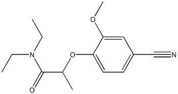 2-(4-cyano-2-methoxyphenoxy)-N,N-diethylpropanamide Struktur