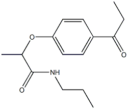 2-(4-propanoylphenoxy)-N-propylpropanamide Struktur