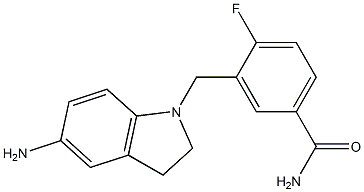 3-[(5-amino-2,3-dihydro-1H-indol-1-yl)methyl]-4-fluorobenzamide Struktur