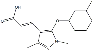 3-{1,3-dimethyl-5-[(3-methylcyclohexyl)oxy]-1H-pyrazol-4-yl}prop-2-enoic acid Struktur