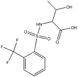 3-hydroxy-2-{[2-(trifluoromethyl)benzene]sulfonamido}butanoic acid Struktur