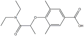 4-[1-(diethylcarbamoyl)ethoxy]-3,5-dimethylbenzoic acid Struktur