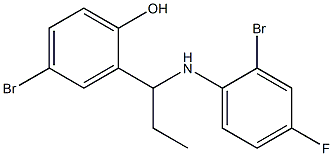 4-bromo-2-{1-[(2-bromo-4-fluorophenyl)amino]propyl}phenol Struktur