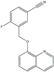 4-fluoro-3-[(quinolin-8-yloxy)methyl]benzonitrile Struktur