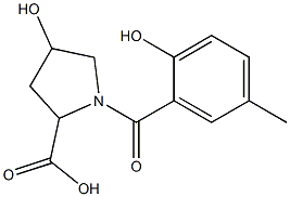 4-hydroxy-1-[(2-hydroxy-5-methylphenyl)carbonyl]pyrrolidine-2-carboxylic acid Struktur