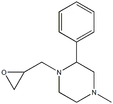 4-methyl-1-(oxiran-2-ylmethyl)-2-phenylpiperazine Struktur