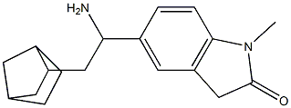 5-(1-amino-2-{bicyclo[2.2.1]heptan-2-yl}ethyl)-1-methyl-2,3-dihydro-1H-indol-2-one Struktur