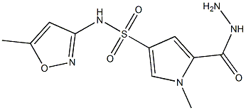 5-(hydrazinocarbonyl)-1-methyl-N-(5-methylisoxazol-3-yl)-1H-pyrrole-3-sulfonamide Struktur