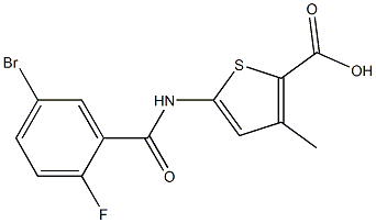 5-[(5-bromo-2-fluorobenzene)amido]-3-methylthiophene-2-carboxylic acid Struktur