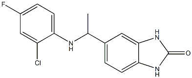 5-{1-[(2-chloro-4-fluorophenyl)amino]ethyl}-2,3-dihydro-1H-1,3-benzodiazol-2-one Struktur