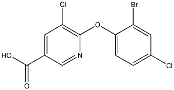 6-(2-bromo-4-chlorophenoxy)-5-chloropyridine-3-carboxylic acid Struktur