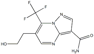 6-(2-hydroxyethyl)-7-(trifluoromethyl)pyrazolo[1,5-a]pyrimidine-3-carboxamide Struktur