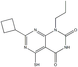 7-cyclobutyl-5-mercapto-1-propylpyrimido[4,5-d]pyrimidine-2,4(1H,3H)-dione Struktur