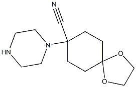 8-(piperazin-1-yl)-1,4-dioxaspiro[4.5]decane-8-carbonitrile Struktur