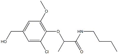 N-butyl-2-[2-chloro-4-(hydroxymethyl)-6-methoxyphenoxy]propanamide Struktur