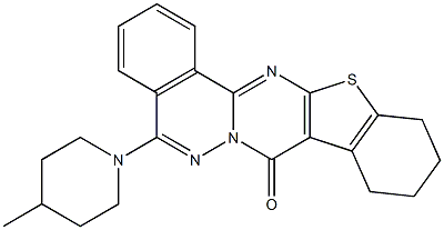 5-(4-methyl-1-piperidinyl)-9,10,11,12-tetrahydro-8H-[1]benzothieno[2',3':4,5]pyrimido[2,1-a]phthalazin-8-one Struktur