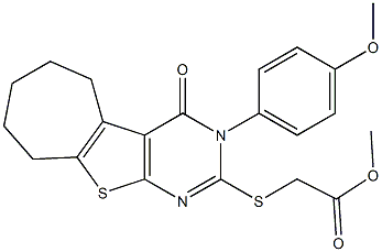 methyl {[3-(4-methoxyphenyl)-4-oxo-3,5,6,7,8,9-hexahydro-4H-cyclohepta[4,5]thieno[2,3-d]pyrimidin-2-yl]sulfanyl}acetate Struktur