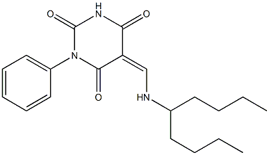 5-{[(1-butylpentyl)amino]methylene}-1-phenyl-2,4,6(1H,3H,5H)-pyrimidinetrione Struktur