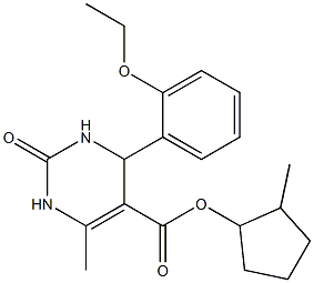 2-methylcyclopentyl 4-(2-ethoxyphenyl)-6-methyl-2-oxo-1,2,3,4-tetrahydropyrimidine-5-carboxylate Struktur