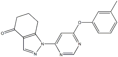 1-[6-(3-methylphenoxy)-4-pyrimidinyl]-1,5,6,7-tetrahydro-4H-indazol-4-one Struktur