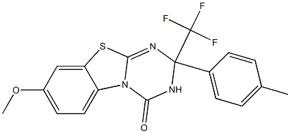 8-methoxy-2-(4-methylphenyl)-2-(trifluoromethyl)-2,3-dihydro-4H-[1,3,5]triazino[2,1-b][1,3]benzothiazol-4-one Struktur