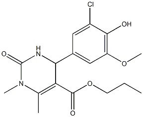 propyl 4-(3-chloro-4-hydroxy-5-methoxyphenyl)-1,6-dimethyl-2-oxo-1,2,3,4-tetrahydro-5-pyrimidinecarboxylate Struktur