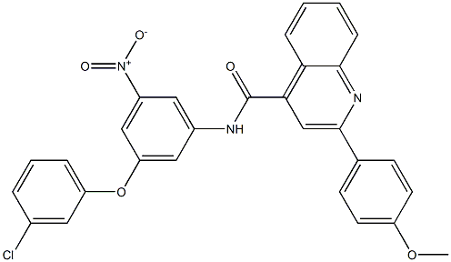 N-{3-(3-chlorophenoxy)-5-nitrophenyl}-2-(4-methoxyphenyl)-4-quinolinecarboxamide Struktur