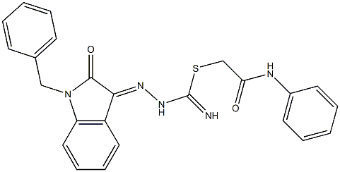 2-anilino-2-oxoethyl 2-(1-benzyl-2-oxo-1,2-dihydro-3H-indol-3-ylidene)hydrazinecarbimidothioate Struktur