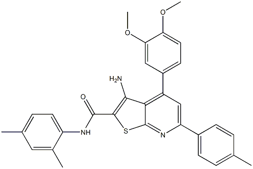 3-amino-4-(3,4-dimethoxyphenyl)-N-(2,4-dimethylphenyl)-6-(4-methylphenyl)thieno[2,3-b]pyridine-2-carboxamide Struktur