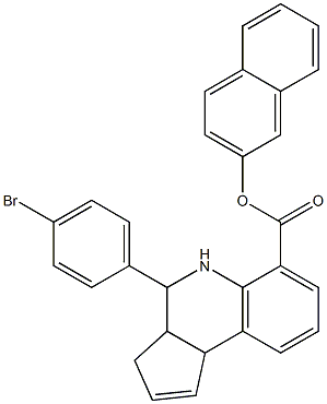 2-naphthyl 4-(4-bromophenyl)-3a,4,5,9b-tetrahydro-3H-cyclopenta[c]quinoline-6-carboxylate Struktur