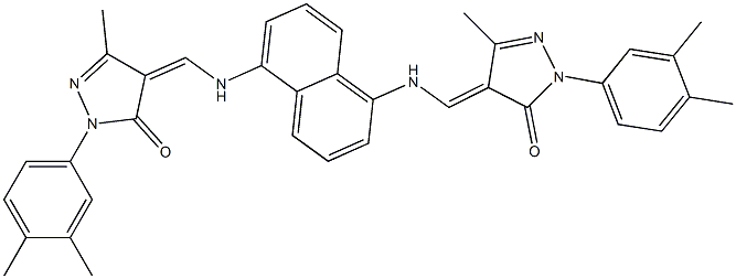 2-(3,4-dimethylphenyl)-4-({[5-({[1-(3,4-dimethylphenyl)-3-methyl-5-oxo-1,5-dihydro-4H-pyrazol-4-ylidene]methyl}amino)-1-naphthyl]amino}methylene)-5-methyl-2,4-dihydro-3H-pyrazol-3-one Struktur