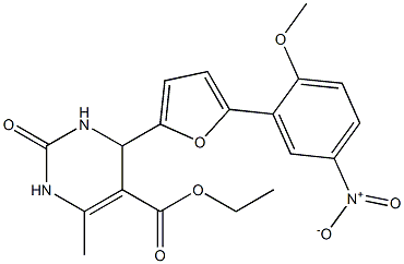 ethyl 4-(5-{5-nitro-2-methoxyphenyl}-2-furyl)-6-methyl-2-oxo-1,2,3,4-tetrahydropyrimidine-5-carboxylate Struktur