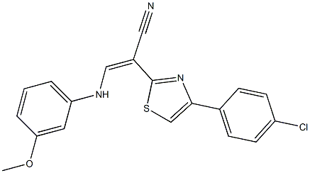 2-[4-(4-chlorophenyl)-1,3-thiazol-2-yl]-3-(3-methoxyanilino)acrylonitrile Struktur