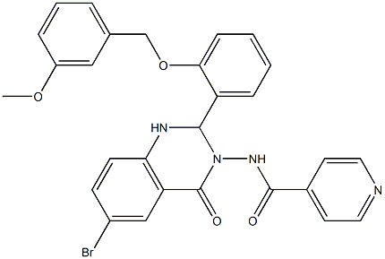 N-(6-bromo-2-{2-[(3-methoxybenzyl)oxy]phenyl}-4-oxo-1,4-dihydro-3(2H)-quinazolinyl)isonicotinamide Struktur