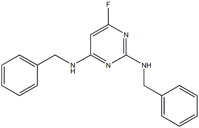 N-benzyl-N-[2-(benzylamino)-6-fluoro-4-pyrimidinyl]amine Struktur