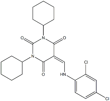 1,3-dicyclohexyl-5-[(2,4-dichloroanilino)methylene]-2,4,6(1H,3H,5H)-pyrimidinetrione Struktur