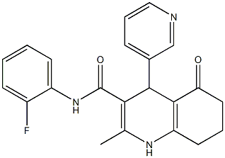 N-(2-fluorophenyl)-2-methyl-5-oxo-4-(3-pyridinyl)-1,4,5,6,7,8-hexahydro-3-quinolinecarboxamide Struktur