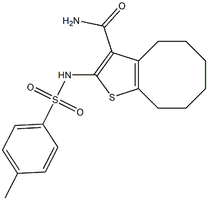 2-{[(4-methylphenyl)sulfonyl]amino}-4,5,6,7,8,9-hexahydrocycloocta[b]thiophene-3-carboxamide Struktur