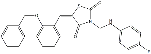 5-[2-(benzyloxy)benzylidene]-3-[(4-fluoroanilino)methyl]-1,3-thiazolidine-2,4-dione Struktur