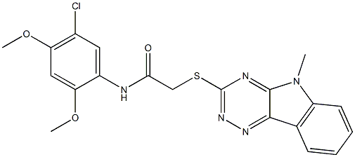 N-(5-chloro-2,4-dimethoxyphenyl)-2-[(5-methyl-5H-[1,2,4]triazino[5,6-b]indol-3-yl)sulfanyl]acetamide Struktur