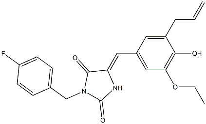 5-(3-allyl-5-ethoxy-4-hydroxybenzylidene)-3-(4-fluorobenzyl)imidazolidine-2,4-dione Struktur