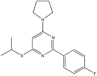 2-(4-fluorophenyl)-6-(1-pyrrolidinyl)-4-pyrimidinyl isopropyl sulfide Struktur