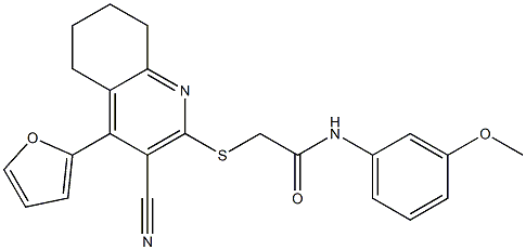 2-{[3-cyano-4-(2-furyl)-5,6,7,8-tetrahydroquinolin-2-yl]sulfanyl}-N-(3-methoxyphenyl)acetamide Struktur