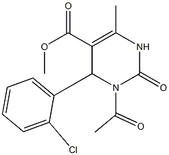 methyl 3-acetyl-4-(2-chlorophenyl)-6-methyl-2-oxo-1,2,3,4-tetrahydropyrimidine-5-carboxylate Struktur