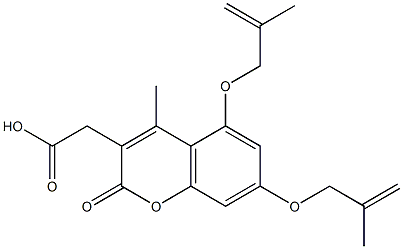 {4-methyl-5,7-bis[(2-methyl-2-propenyl)oxy]-2-oxo-2H-chromen-3-yl}acetic acid Struktur