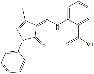 2-{[(3-methyl-5-oxo-1-phenyl-1,5-dihydro-4H-pyrazol-4-ylidene)methyl]amino}benzoic acid Struktur